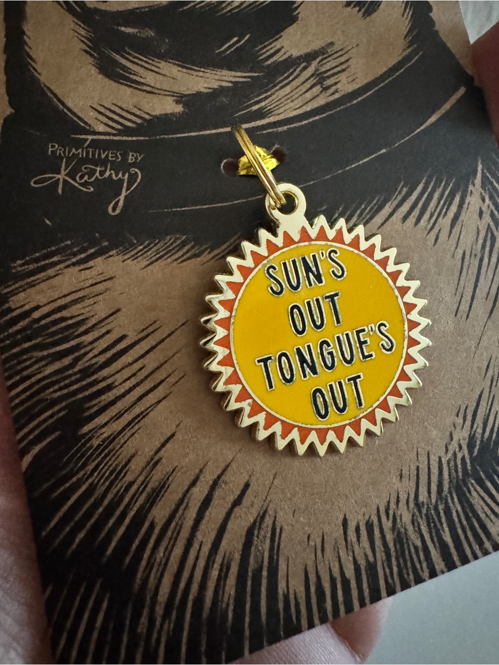 “Sun’s Out Tongue’s Out” Pet Charm | Funny Dog Collar Charm